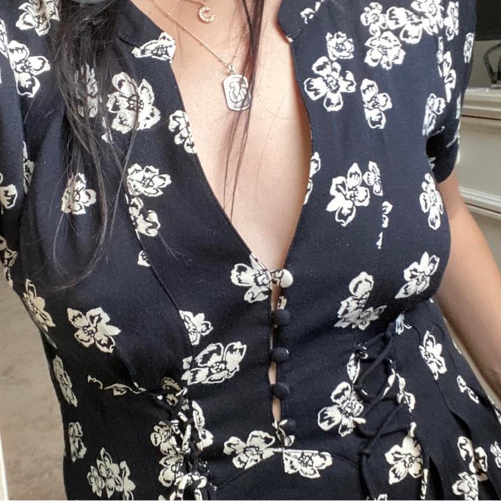 Free People Floral Corset Tie Dress
